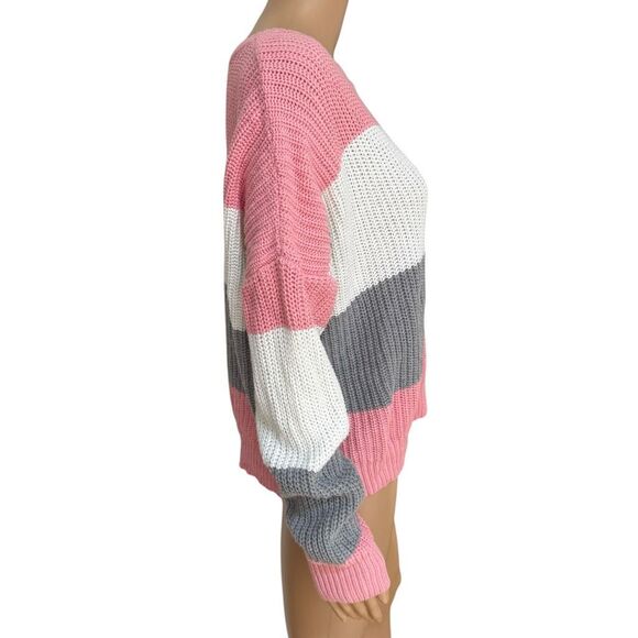 Lumiere cotton blend color block sweater size M - Picture 2 of 7